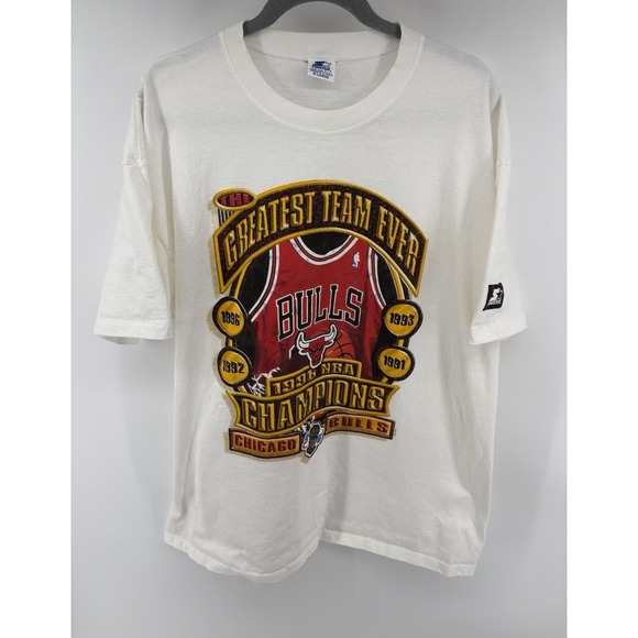 STARTER Other - VTG Starter 1996 Chicago Bulls Champions Greatest Team Ever Shirt 90's XL FLAWS